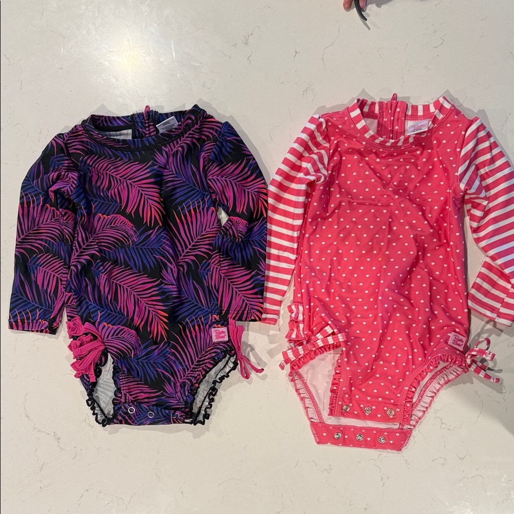 Ruffle Butts swim rash guard with UPF 50+ (18-24M)